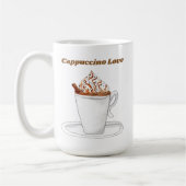 Cappuccino Liebe Wasserfarbe mit Zimt Kaffeetasse (Links)