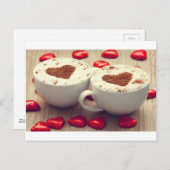 Cappuccino Lieben Schokoladenherzen Postkarte (Vorne/Hinten)