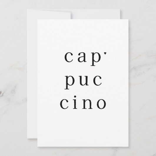 Cappuccino - minimalistic typography card karte (Vorderseite)