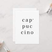 Cappuccino - minimalistic typography card karte (Vorderseite/Rückseite Beispiel)