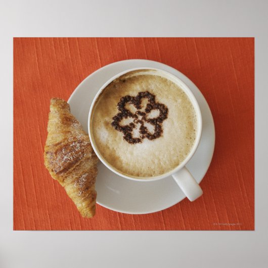 Cappuccino mit Schokolade und Croissant, Italien Poster (Vorne)