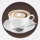 Cappuccino mit Swirl Runder Aufkleber (Vorderseite)