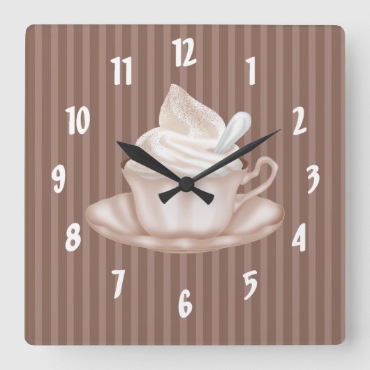 Cappuccino Quadratische Wanduhr (Vorderseite)