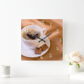 Cappuccino Quadratische Wanduhr (Zuhause)