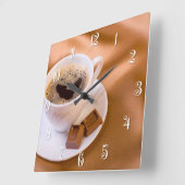 Cappuccino Quadratische Wanduhr (Winkel)