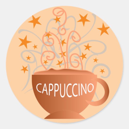 Cappuccino Runder Aufkleber (Vorderseite)