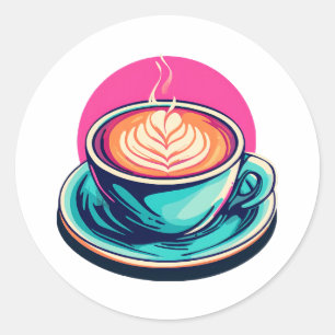 Cappuccino-Tasse Runder Aufkleber
