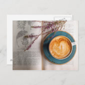 Cappuccino und Blume Postkarte (Vorne/Hinten)