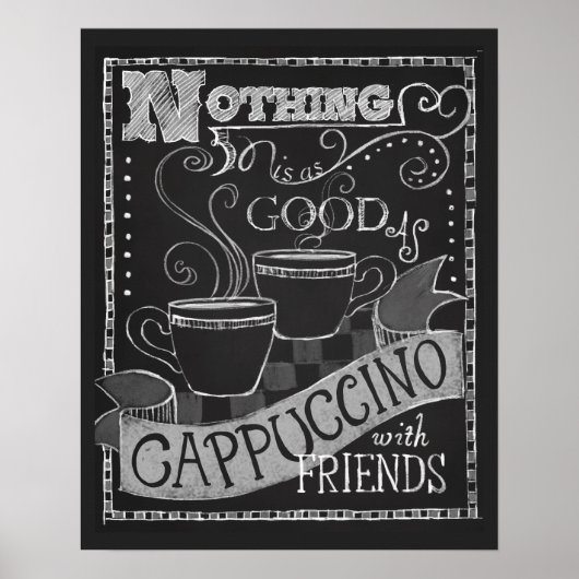 Cappuccino und Friends Chalk Typografy Coffee Art Poster (Vorne)