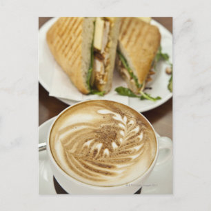 Cappuccino und Panini Mittagessen Postkarte