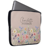 Cappuccino Wildblume Name Monogramm Laptopschutzhülle (Vorne Rechts)