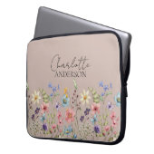 Cappuccino Wildblume Name Monogramm Laptopschutzhülle (Vorderseite Links)