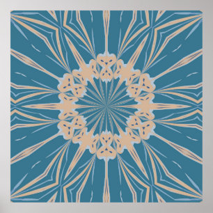 Cappuchino Blues Bold Kaleidoskop-Muster Poster