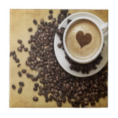 Cappucino Heart Café Fliese (Vorderseite)