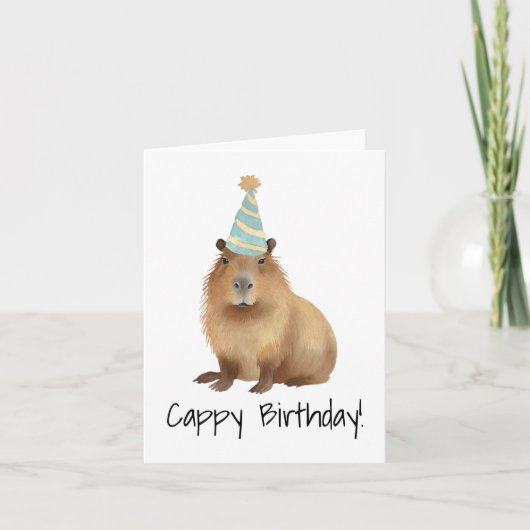 Cappy Birthday Capybara Wasserfarbe Karte (Vorderseite)