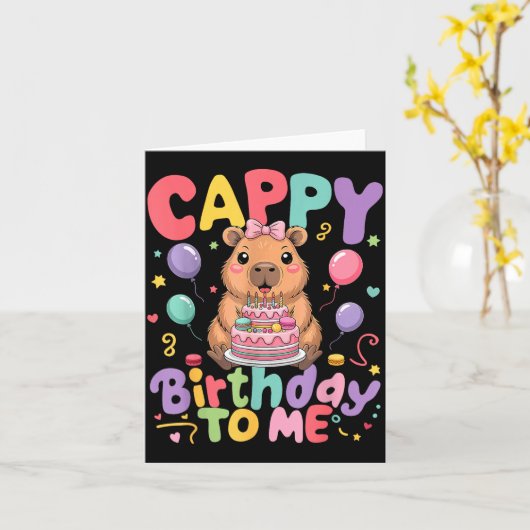 Cappy Birthday To Me Cute Capy Capybara Birthday G Karte (Gelbe Blume)
