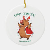 Cappy Christmas Funny Capybara Custom Photo & Name Keramik Ornament (Vorne)