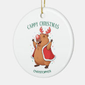 Cappy Christmas Funny Capybara Custom Photo & Name Keramik Ornament (Links)