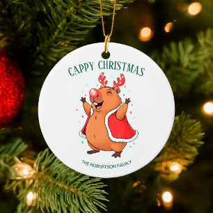 Cappy Christmas Funny Capybara Feriendekor Keramik Ornament