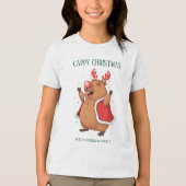 Cappy Christmas Funny Capybara Rentiere Kopfband Tri-Blend Shirt (Vorderseite)