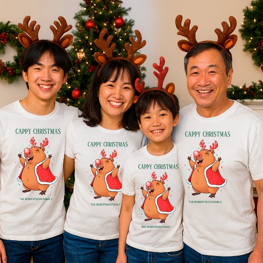 Cappy Christmas Funny Capybara Rentiere Kopfband Tri-Blend Shirt