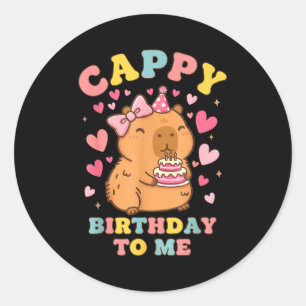 Cappy Geburtstag zum lustigen Capybara-Geburtstags Runder Aufkleber