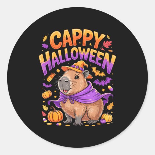 Cappy Halloween Capybara Hexe Runder Aufkleber (Vorderseite)
