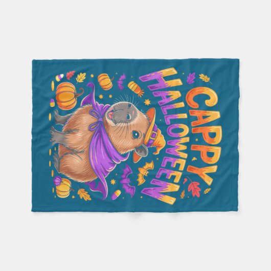 Cappy Halloween Capybara Witch  Fleecedecke (Vorderseite (Horizontal))