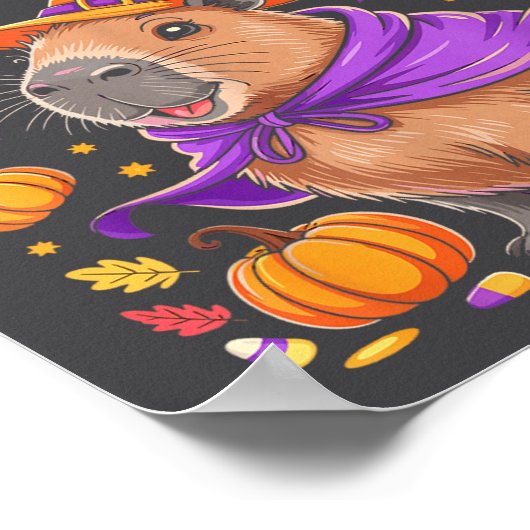 Cappy Halloween Capybara Witch Poster (Ecke)