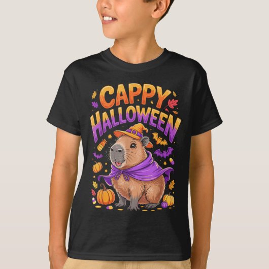 Cappy Halloween Capybara Witch  T-Shirt (Vorderseite)