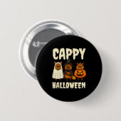 Cappy Halloween Funny Capybara Ghost Witch Pumpkin Button (Vorne & Hinten)