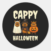 Cappy Halloween Funny Capybara Ghost Witch Pumpkin Runder Aufkleber (Vorderseite)