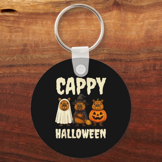 Cappy Halloween Funny Capybara Ghost Witch Pumpkin Schlüsselanhänger (Vorderseite)