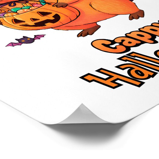 Cappy Halloween Funny Capybara Hexe Spooky Niedlic Poster (Ecke)