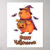 Cappy Halloween Funny Capybara Hexe Spooky Niedlic Poster (Vorne)