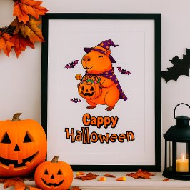 Cappy Halloween Funny Capybara Hexe Spooky Niedlic Poster