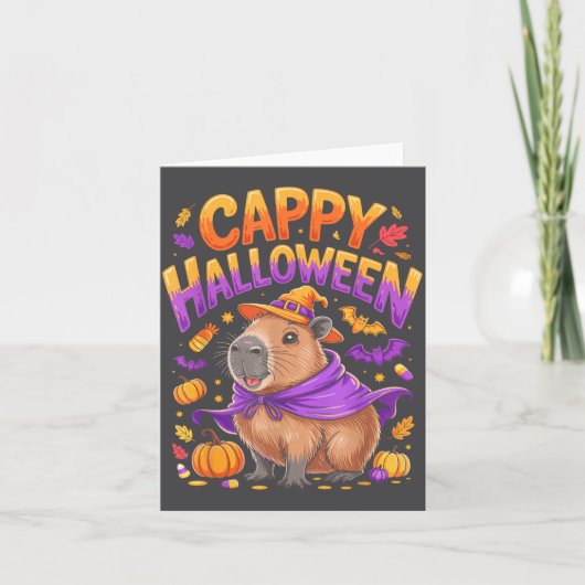 Cappy Halloween-Kapybara-Hexe Karte (Vorderseite)