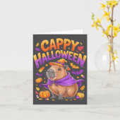 Cappy Halloween-Kapybara-Hexe Karte (Gelbe Blume)