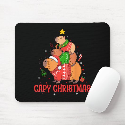 Cappy Holidays Capybara Christmas Cute Capy Xmas T Mousepad (Mit Mouse)