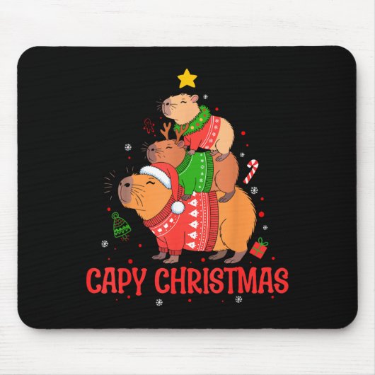 Cappy Holidays Capybara Christmas Cute Capy Xmas T Mousepad (Vorne)