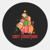 Cappy Holidays Capybara Christmas Cute Capy Xmas T Runder Aufkleber (Vorderseite)