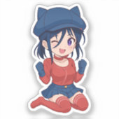 Cappy Mita Chibi Süße Anime Aufkleber (Vorderseite)