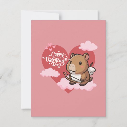 Cappy Valentinstag | Niedliche Capybara Cupid Card Mitteilungskarte (Vorderseite)
