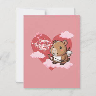 Cappy Valentinstag   Niedliche Capybara Cupid Card Mitteilungskarte