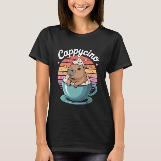 Cappycino Capybara in der Kaffeetasse T-Shirt (Vorderseite)