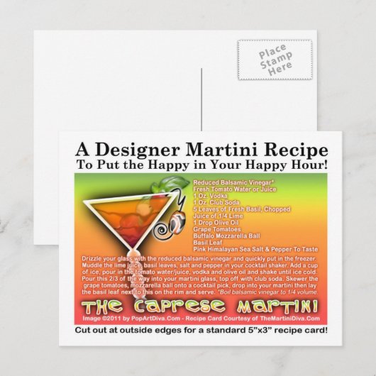 Caprese Martini Rezept Postkarte (Vorne/Hinten)