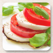 Caprese Salat. Tomate- und Mozzarellascheiben Getränkeuntersetzer (Vorderseite)
