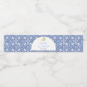 Capri Arch Shape Lemons Blue Tiles Wedding Party Wasserflaschenetikett (Einzelnes Label)