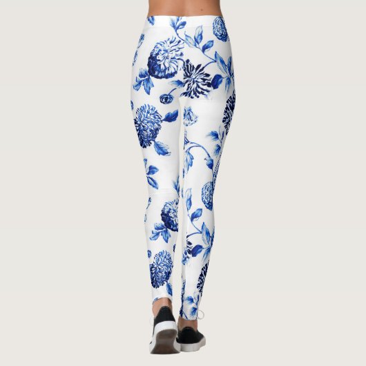 Capri blaue BlumenToile Leggings (Rückseite)