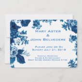 Capri blaue u. weiße Vintage botanische Einladung (Vorderseite)